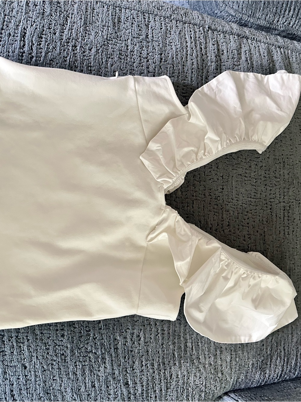 Anthropologie White Ruffle V-Neck Women's Top - Picture 2 of 3